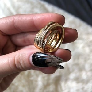 Swarovski crystal 24k gold ring